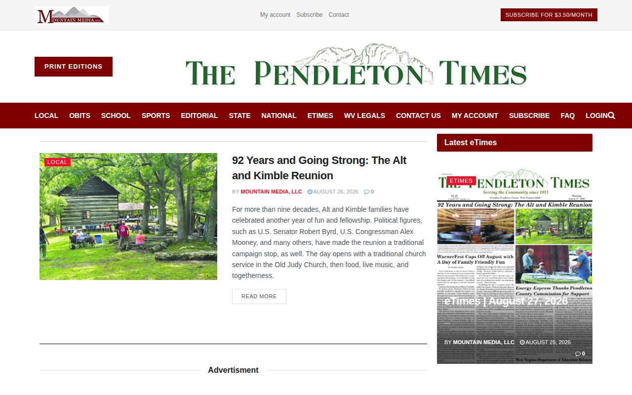 Pendleton County local weekly news source for public safety records