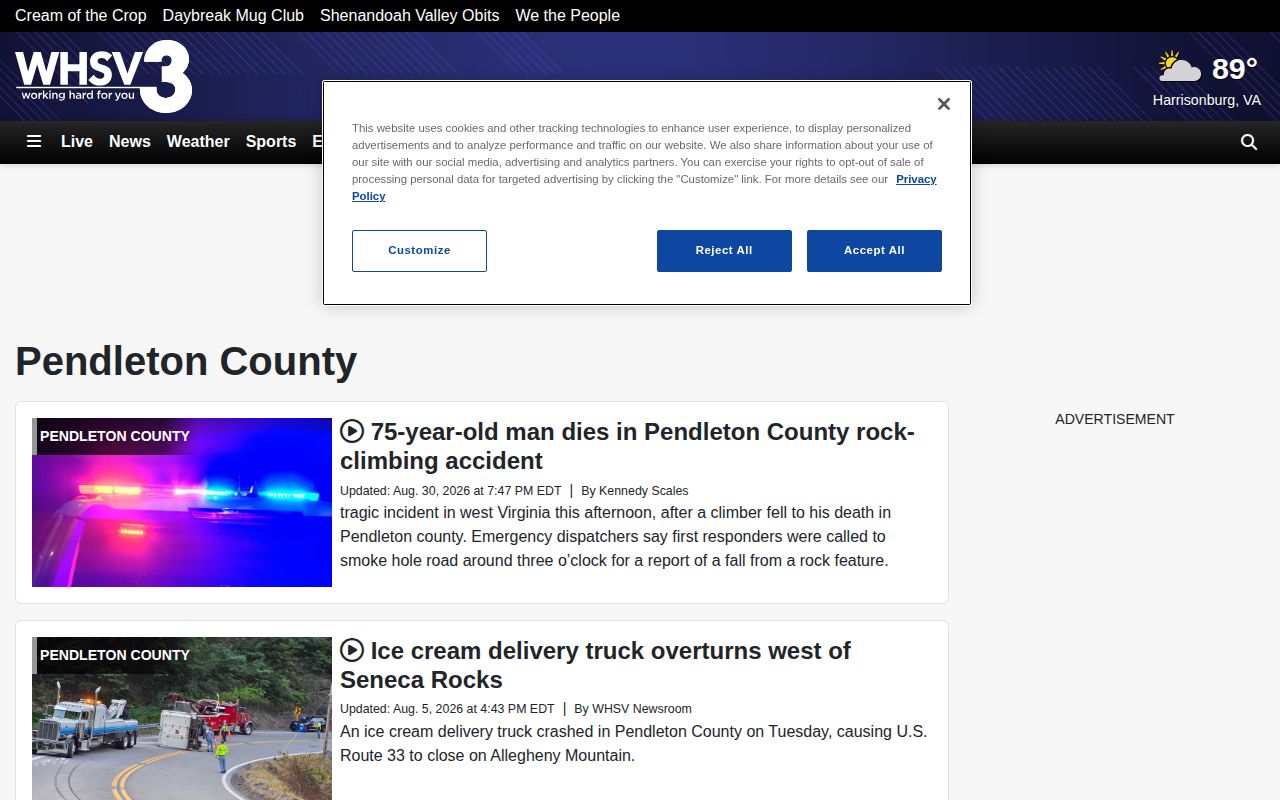 Pendleton County regional crime news topic page and photo context