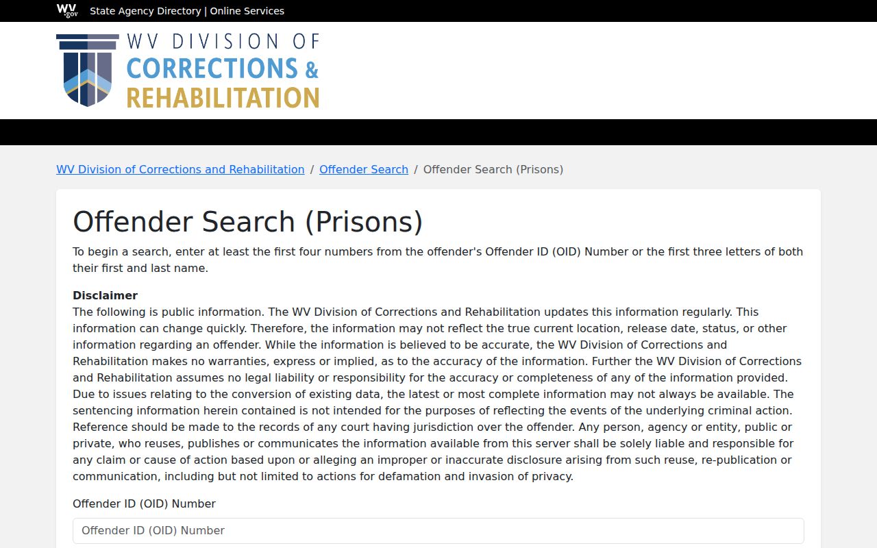 Pendleton County record guide to West Virginia state-prison custody search
